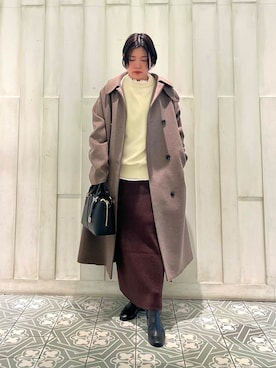 「URBAN RESEARCH DOORS（アーバンリサーチドアーズ）のピンタックフリルスタンドカラーブラウス（シャツ/ブラウス）」を使った、kaoriさん（レディース・148cm）の冬コーディネート