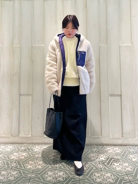 「FORK&SPOON（フォークアンドスプーン）のFORK&SPOON　ラナテックイージースカート（スカート）」を使った、kaoriさん（レディース・148cm）の秋コーディネート