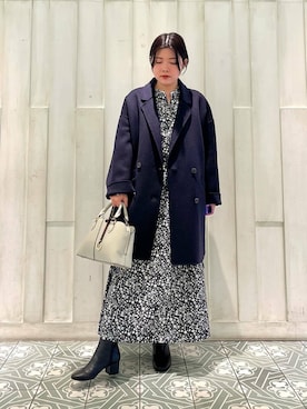 「URBAN RESEARCH DOORS（アーバンリサーチドアーズ）のウールリバーテーラードコート（その他アウター）」を使った、kaoriさん（レディース・148cm）の冬コーディネート