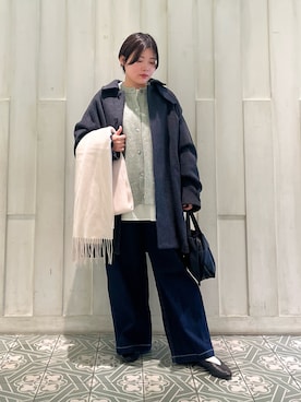 「オトナカジュアル」｜「アイテム（ステンカラーコート）」を使った、kaoriさん（レディース・148cm）の冬コーディネート