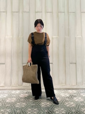 「ローファー」｜「アイテム（オールインワン・サロペット）」を使った、kaoriさん（レディース・148cm）の夏コーディネート