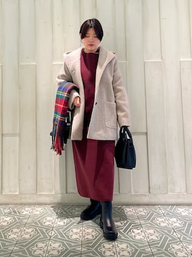 「アイテム（テーラードジャケット、ベージュ系）」を使った、kaoriさん（レディース・148cm）の冬コーディネート