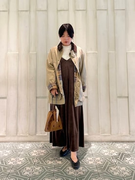 「Barbour（バブアー）の『別注』Barbour　BEDALE（その他アウター）」を使った、kaoriさん（レディース・148cm）の秋コーディネート