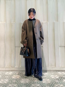 「doors」｜「アイテム（ノーカラーコート）」を使った、kaoriさん（レディース・148cm）の冬コーディネート
