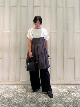 「ローファー」｜「アイテム（オールインワン・サロペット）」を使った、kaoriさん（レディース・148cm）の夏コーディネート