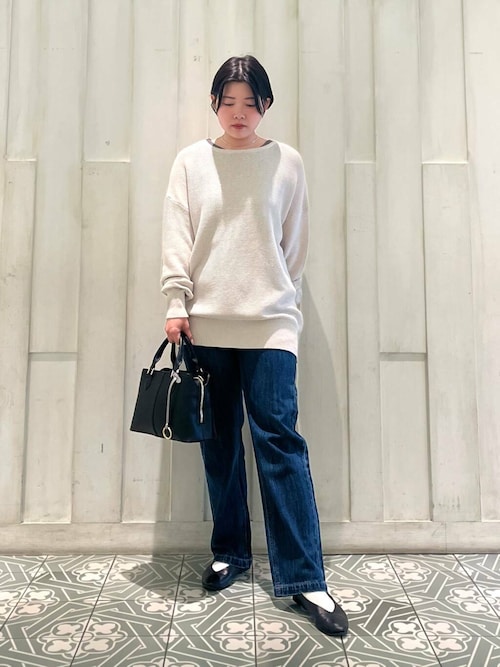 コットン ざっくり ニット セーター ボートネック フランス製 上質 可愛い 黒 ボートネックニット: トップス｜ハニーズ公式通販