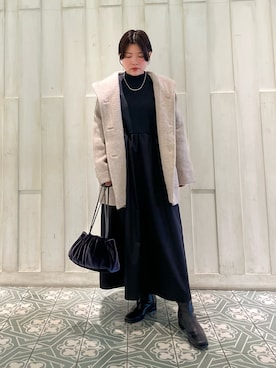 「URBAN RESEARCH DOORS（アーバンリサーチドアーズ）のニットドッキングワンピース（ワンピース）」を使った、kaoriさん（レディース・148cm）の秋コーディネート