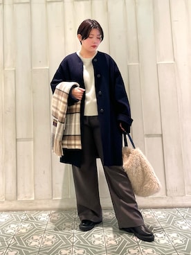 「アイテム（その他アウター、ブルー系）」を使った、kaoriさん（レディース・148cm）の冬コーディネート