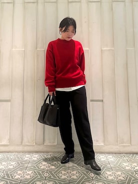 「URBAN RESEARCH DOORS（アーバンリサーチドアーズ）のピンタックフリルスタンドカラーブラウス（シャツ/ブラウス）」を使った、kaoriさん（レディース・148cm）の冬コーディネート