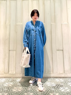 「ORCIVAL（オーシバル）のORCIVAL　TOTE BAG SMALL（トートバッグ）」を使った、kaoriさん（レディース・148cm）の秋コーディネート