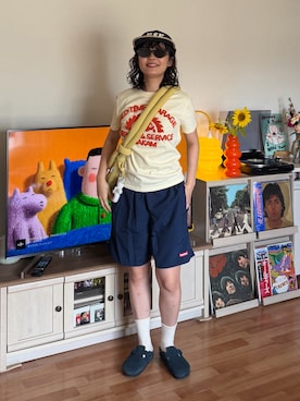 「elldu（エルドゥ）のアイテム」を使った、Riiさん（レディース・157cm）の夏コーディネート