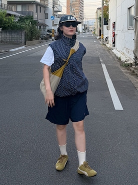 「elldu（エルドゥ）のアイテム」を使った、Riiさん（レディース・157cm）の夏コーディネート