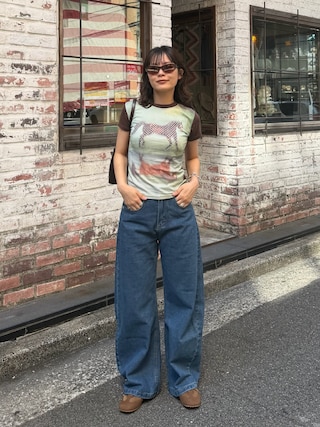「YOLO(ヨーロ)のアイテム(トップス)」を使った、Riiさん(レディース・157cm)の夏コーディネート