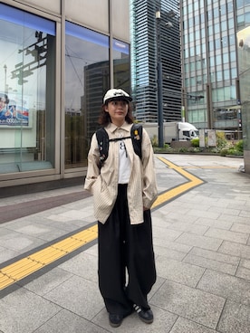 「SOLEAのアイテム（帽子、ブルー系）」を使った、Riiさん（レディース・157cm）の春コーディネート