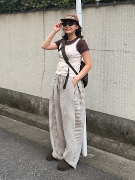 「elldu（エルドゥ）のアイテム」を使った、Riiさん（レディース・157cm）の夏コーディネート