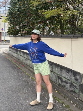 「Supreme （シュプリーム）のアイテム（帽子）」を使った、Riiさん（レディース・157cm）の春コーディネート