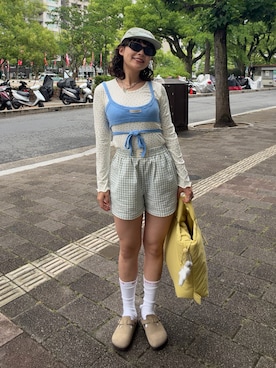 「Supreme （シュプリーム）のアイテム」を使った、Riiさん（レディース・157cm）の夏コーディネート