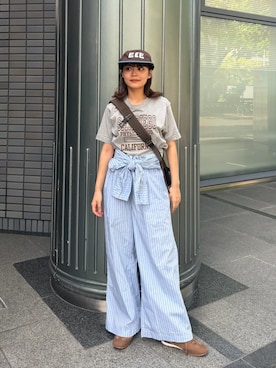 「elldu（エルドゥ）のアイテム」を使った、Riiさん（レディース・157cm）の夏コーディネート