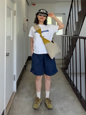 「elldu（エルドゥ）のアイテム」を使った、Riiさん（レディース・157cm）の夏コーディネート
