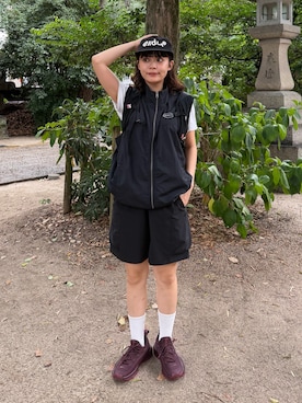 「SALOMON（サロモン）のアイテム」を使った、Riiさん（レディース・157cm）の夏コーディネート