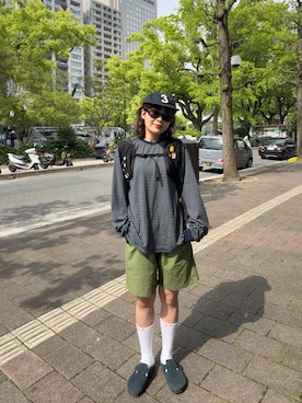 「SALOMON（サロモン）のSALOMON/サロモン XT10（バックパック/リュック、ブラック系）」を使った、Riiさん（レディース・157cm）の春コーディネート