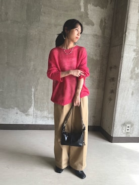 「アイテム（チノパンツ）」を使った、YUKIさん（レディース・154cm）の秋コーディネート