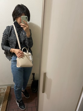 「NATURAL BEAUTY BASIC（ナチュラルビューティーベーシック）のアイテム（ノーカラージャケット）」を使った、ゆみこさん（レディース・155cm）の秋コーディネート