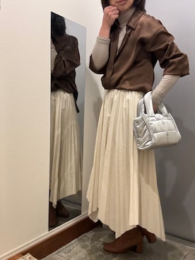 「アイテム（イヤリング）」を使った、ゆみこさん（レディース・155cm）の秋コーディネート