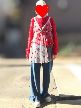「赤」｜「アイテム（キャミソール）」を使った、asuka_423711さん（レディース・158cm・20代）の秋コーディネート
