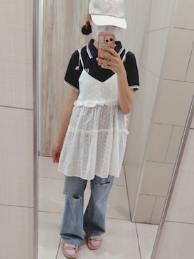 「アイテム（チュニック）」を使った、asuka_423711さん（レディース・158cm）の夏コーディネート