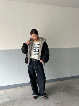 「WHO'S WHO gallery（フーズフーギャラリー）のエリオットナンバリングワンショルダースウェット（スウェット）」を使った、はるさん（レディース・160cm）の秋コーディネート