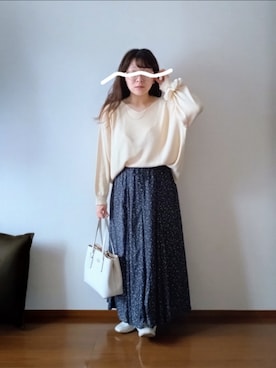 「アイテム（シュシュ）」を使った、もちいりかさん（レディース・148cm）の春コーディネート