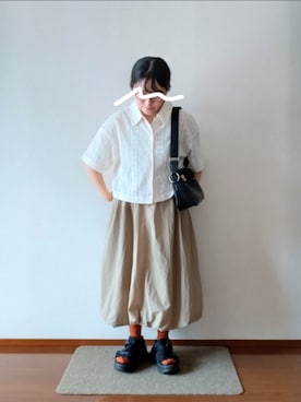 「NEW BALANCE（ニューバランス）のアイテム（サンダル）」を使った、もちいりかさん（レディース・148cm）の秋コーディネート