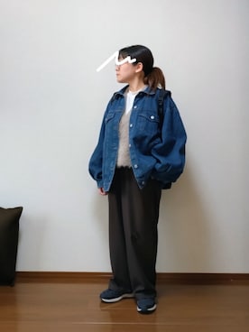 「アイテム（デニムジャケット）」を使った、もちいりかさん（レディース・148cm）の秋コーディネート