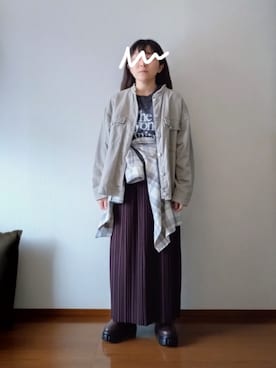 「アイテム（デニムジャケット）」を使った、もちいりかさん（レディース・148cm）の秋コーディネート