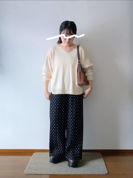 「プリーツパンツ」｜もちいりかさん（レディース・148cm）の秋コーディネート