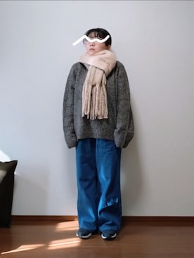 「アイテム（マフラー）」を使った、もちいりかさん（レディース・148cm）の秋コーディネート