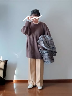 「Zoff（ゾフ）のアイテム」を使った、もちいりかさん（レディース・148cm）の冬コーディネート