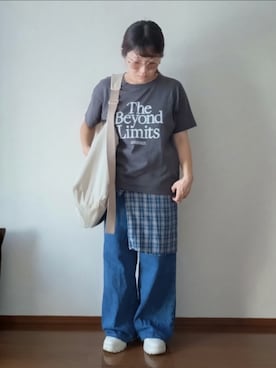「アイテム（サスペンダー）」を使った、もちいりかさん（レディース・148cm）の夏コーディネート