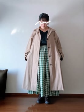 「アイテム（ステンカラーコート）」を使った、もちいりかさん（レディース・148cm）の秋コーディネート