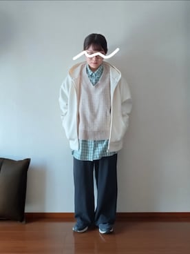 「Zoff（ゾフ）のアイテム」を使った、もちいりかさん（レディース・148cm）の冬コーディネート