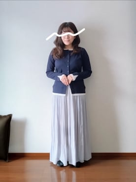 「DISCOAT（ディスコート）の【SS先行予約】レイヤード多釦プルオーバー（Tシャツ/カットソー、ブルー系）」を使った、もちいりかさん（レディース・148cm）の春コーディネート