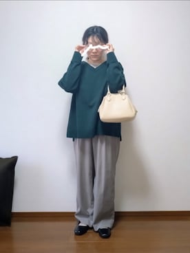 「アイテム（メガネ、グレー系）」を使った、もちいりかさん（レディース・148cm）の秋コーディネート