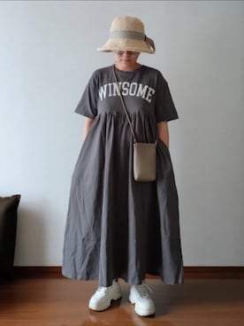 「しまむら（シマムラ）のアイテム（帽子）」を使った、もちいりかさん（レディース・148cm）の夏コーディネート