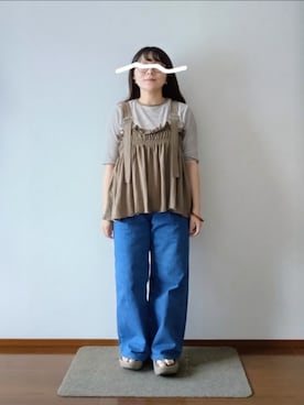 「しまむら（シマムラ）のアイテム（Tシャツ/カットソー）」を使った、もちいりかさん（レディース・148cm）の夏コーディネート