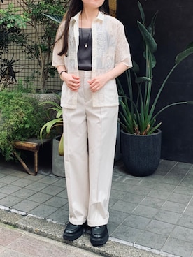 「NOMBRE IMPAIR（ノンブルアンペール）のアイテム（パンツ）」を使った、nakamura.さん（レディース・152cm）の春コーディネート