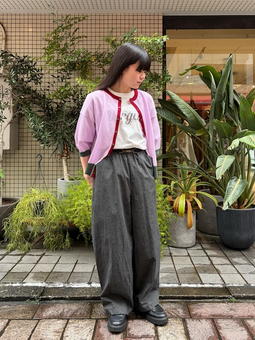 【予約】ムラプリントコットン　ビット付きバレルパンツ