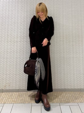 「アイテム（バンダナ/スカーフ）」を使った、ohanasannさん（レディース・166cm）の冬コーディネート