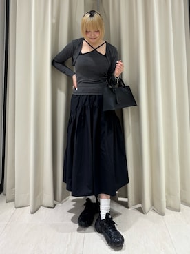 「KBF（ケイビーエフ）のボレロSETデザイントップス（キャミソール、グレー系）」を使った、ohanasannさん（レディース・166cm）の春コーディネート