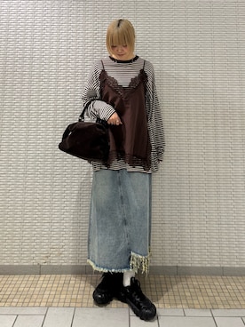 「KBF（ケイビーエフ）のアイテム（トップス）」を使った、ohanasannさん（レディース・166cm）の春コーディネート